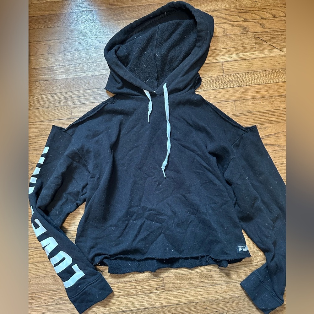 Victoria's Secret Black Cut-Out Shoulder Sweatshirt